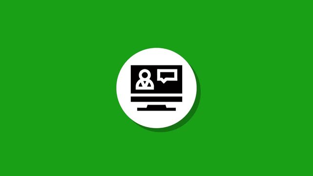 Dynamic flat animation of video conferencing icon revealing remote communication symbol suitable for distance learning footage