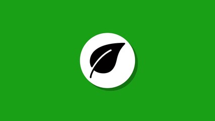Minimalist leaf icon animation on green background representing nature and environment conservation in motion design style - Powered by Adobe
