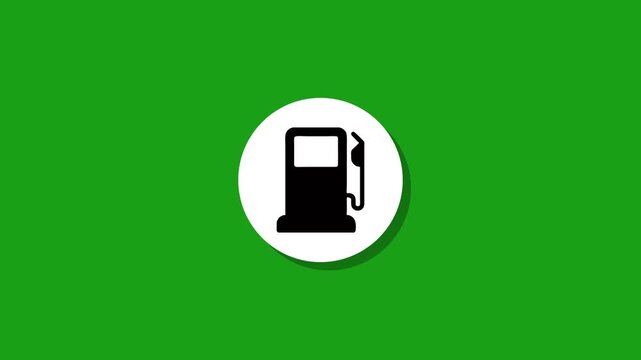 Fuel pump icon animation appearing on vibrant green screen background with shadow effect