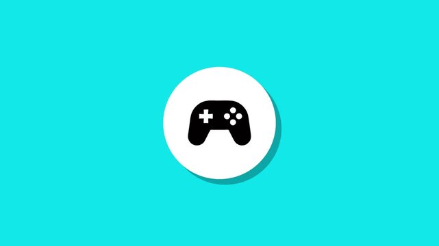 Simple animation of white circle transforming into game controller icon on cyan background