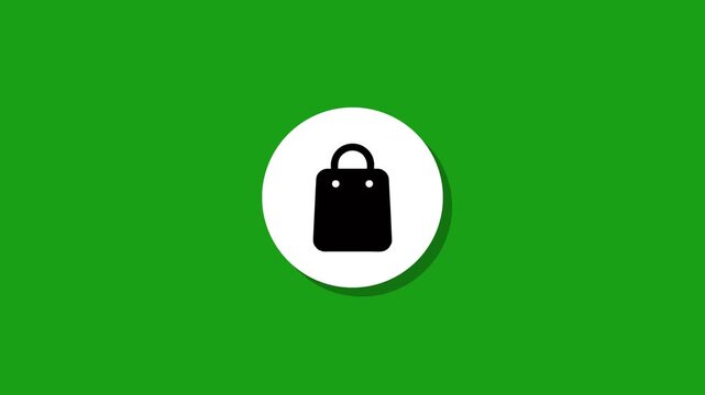 Simple animation of a shopping bag icon appearing on green screen background