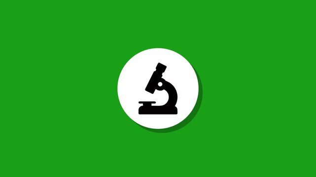 Animated microscope icon on green screen background with shadow effect motion graphic