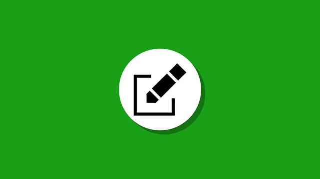 Animated pencil writing in a square on green screen background with shadow effect, editing concept