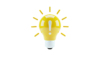 Yellow Lightbulb with Exclamation Mark Symbol