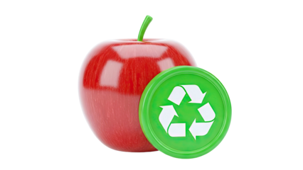 Red Apple with Green Recycling Symbol