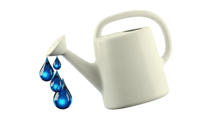 Watering Can with Dripping Blue Water Droplets