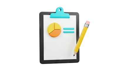 Clipboard with Pie Chart and Pencil