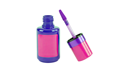Purple Nail Polish Bottle with Pink Label and Brush