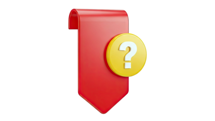 Red bookmark with yellow question mark icon