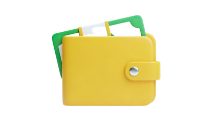 Yellow Wallet with Green and White Card or Money