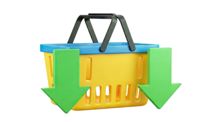 Shopping basket with downward arrows