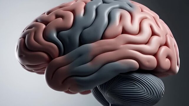 Anatomical Human Brain Medical Render. High quality anatomical 3D render of human brain with realistic texture and medical accuracy.