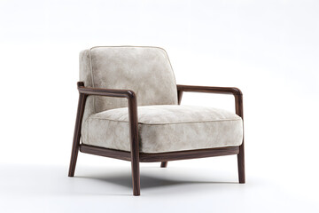 Modern chair with wooden frame displayed against a white background for furniture styling