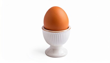 brown egg in eggcup breakfast food protein healthy eating isolated shot isolated on transparant background