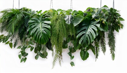 lush green foliage hanging plant greenery botanical garden leaves flora isolated on white background