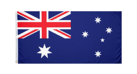 Australian flag waving with blue background and white stars symbolizing national pride and patriotism