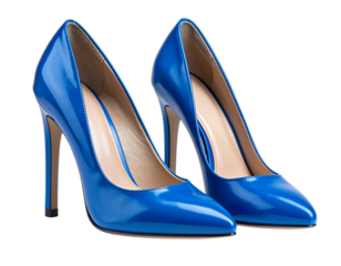  Classic Blue Stiletto Heels Front Perspective, Fashion Shoe Mockup, Isolated PNG 