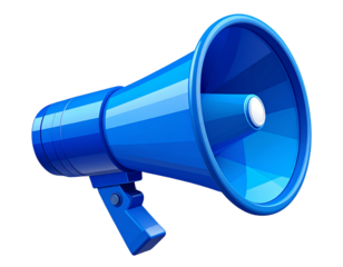  Minimal Flat Vector of Blue Megaphone Icon, Communication and Marketing Symbol, Isolated 
