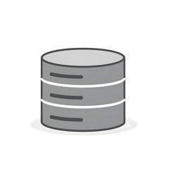 Obraz premium A gray cylindrical database server illustration on a white background from a front viewpoint