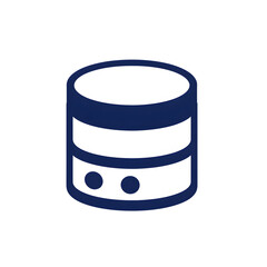 A cylindrical database icon with three horizontal bands on a plain background viewed from the front