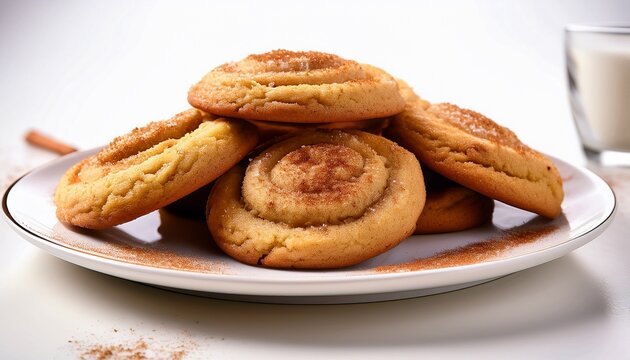 snickerdoodle cookies with cinnamon sugar on white plate