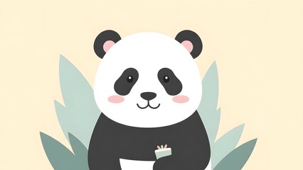 Cute Kawaii Panda Vector Illustration with Simple Flat Design