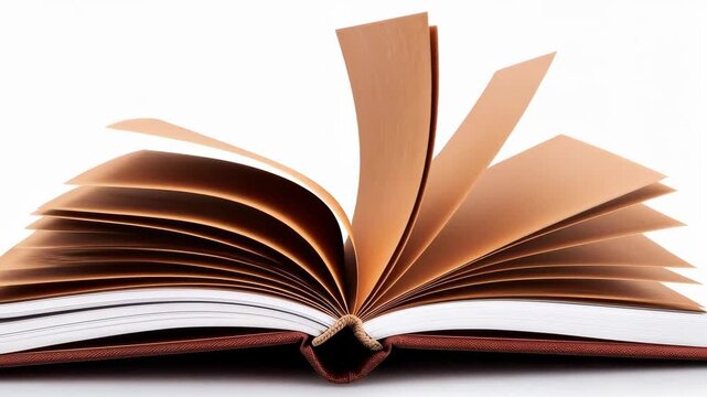 Open book of knowledge: A classic, bound book, its pages gently fanned open, beckoning to readers. Revealing the depth and promise of exploration and discovery.