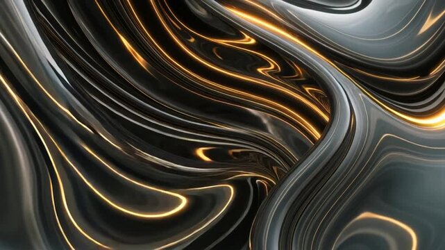 Luxurious abstract background with swirling black and gold patterns.