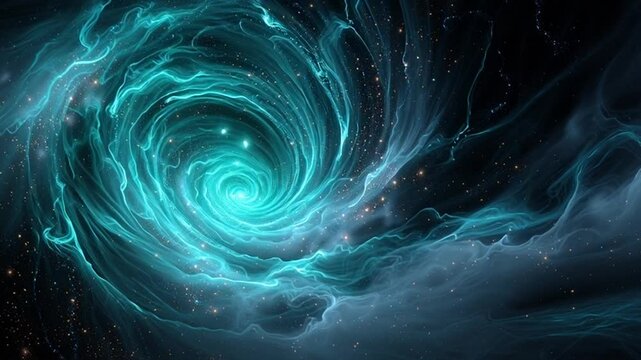 Vibrant blue swirling vortex in outer space with stars.
