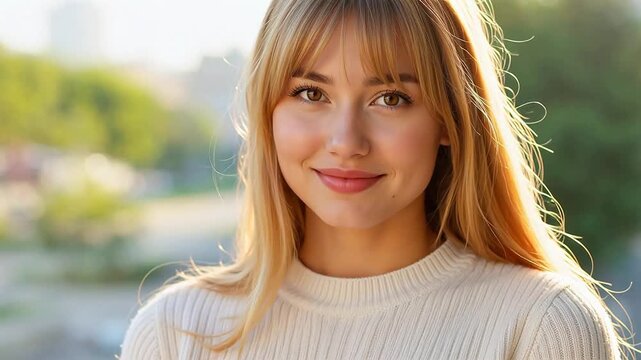 Portrait of a smiling woman with blonde hair