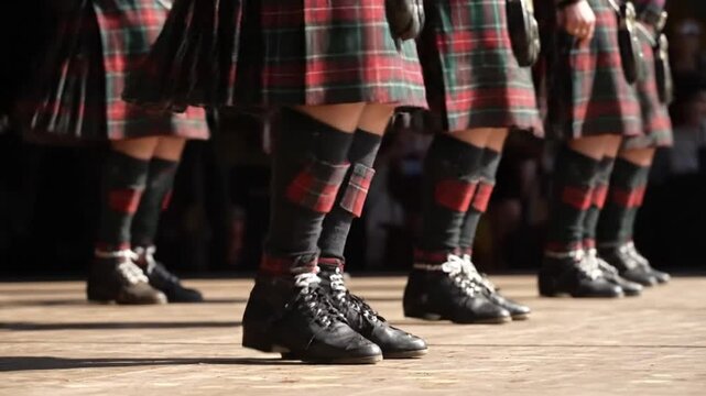 Scottish dancers performing traditional highland dance
