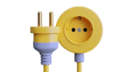 Yellow electrical plug and socket