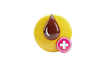 3D Blood Drop and Medical Cross Icon