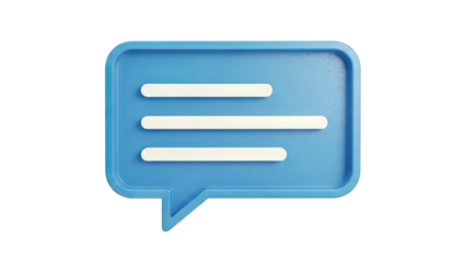 3D Blue Speech Bubble with White Lines