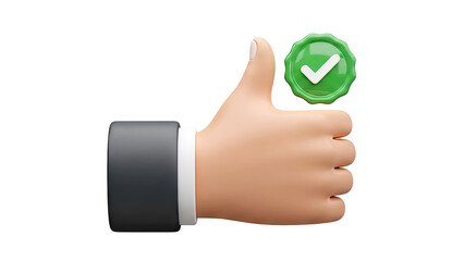 3D Thumbs Up with Checkmark Seal