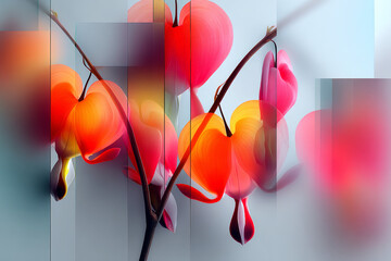 Vibrant abstract illustration of colorful flowers with soft gradients and layered textures