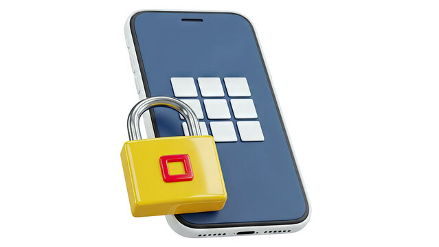 Smartphone Secured with Padlock and Passcode Grid - Powered by Adobe