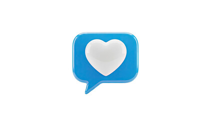 3D Blue Speech Bubble with White Heart Icon