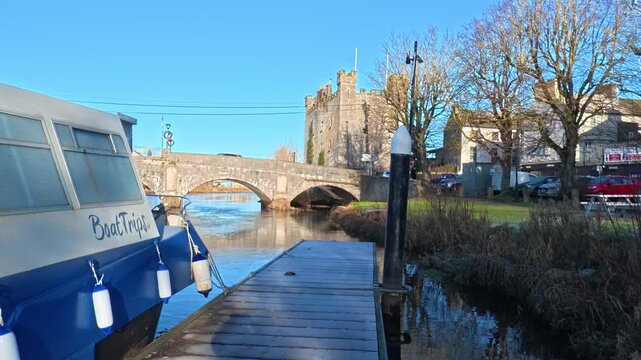Ireland Epic Locations river barge at Athy Kildare on a bright cold winter morning
