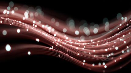 Abstract image of glowing, wavy light trails on a dark background.