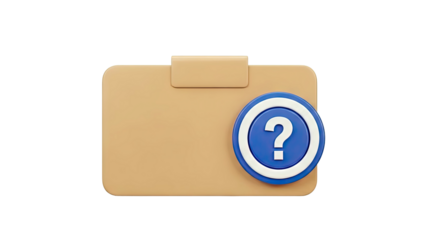 3D Icon of a Folder with a Question Mark Symbol
