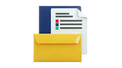 3D Icon of Email and Document with Checklist