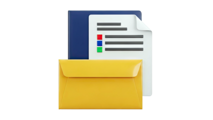 3D Icon of Email and Document with Checklist