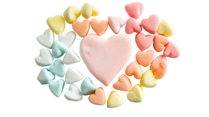 Colorful valentine hearts arrangement, love concept, isolated on transparent background
