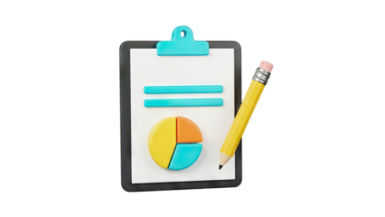 Clipboard with Pie Chart and Pencil