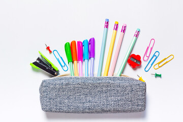 School Supplies Spill Out Of Pencil Case