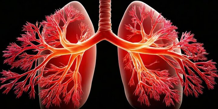 Anatomical Brilliance: A detailed medical illustration showcasing the intricate network of a human lung, highlighting the delicate structures within.