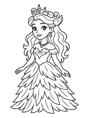 Fototapeta premium Enchanting Royal Elegance: A captivating princess, adorned in a swan-inspired gown and crown, radiates grace and poise.