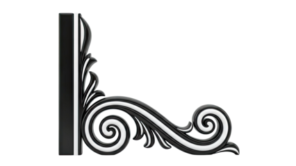 Black and White Ornate Scrollwork Corner Ornament