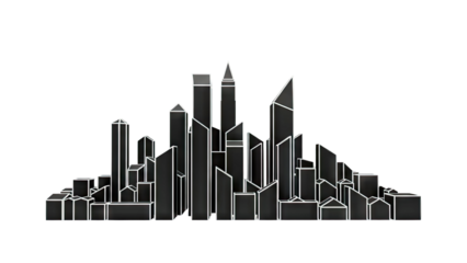 Abstract Black and White Geometric Cityscape